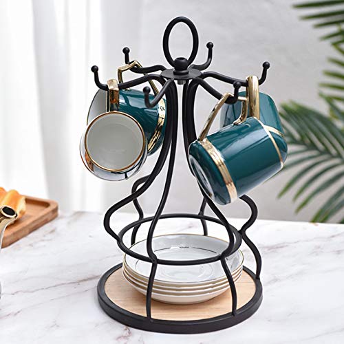 GAOHONGMEI Soporte de Taza de café Retro Que cuelga la encimera del hogar Estante de Drenaje de Agua Taza de Pintura de Hierro Estante de Doble Bandeja portátil-Black
