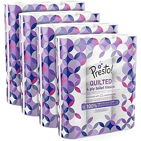 Amazon-Marke: Presto! 4-lagiges Toilettenpapier, 12 Stück (4er Pack) Cover