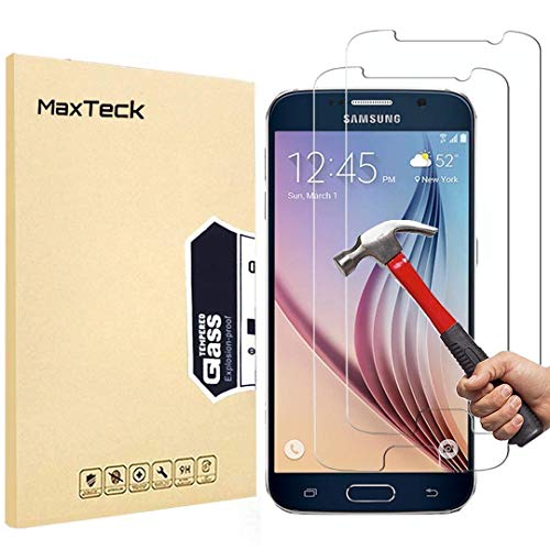 MaxTeck [3 Pièces] Verre Trempé Samsung Galaxy S6, Film Protection en Verre trempé écran Protecteur Vitre- Anti Rayures - sans Bulles d'air -Ultra Résistant Dureté 9H pour Samsung Galaxy S6