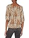 Star Vixen Women's 3/4 Sleeve Peasant Top with Keyhole Tie and Elastic Bottom Hem, Leopard, Medium