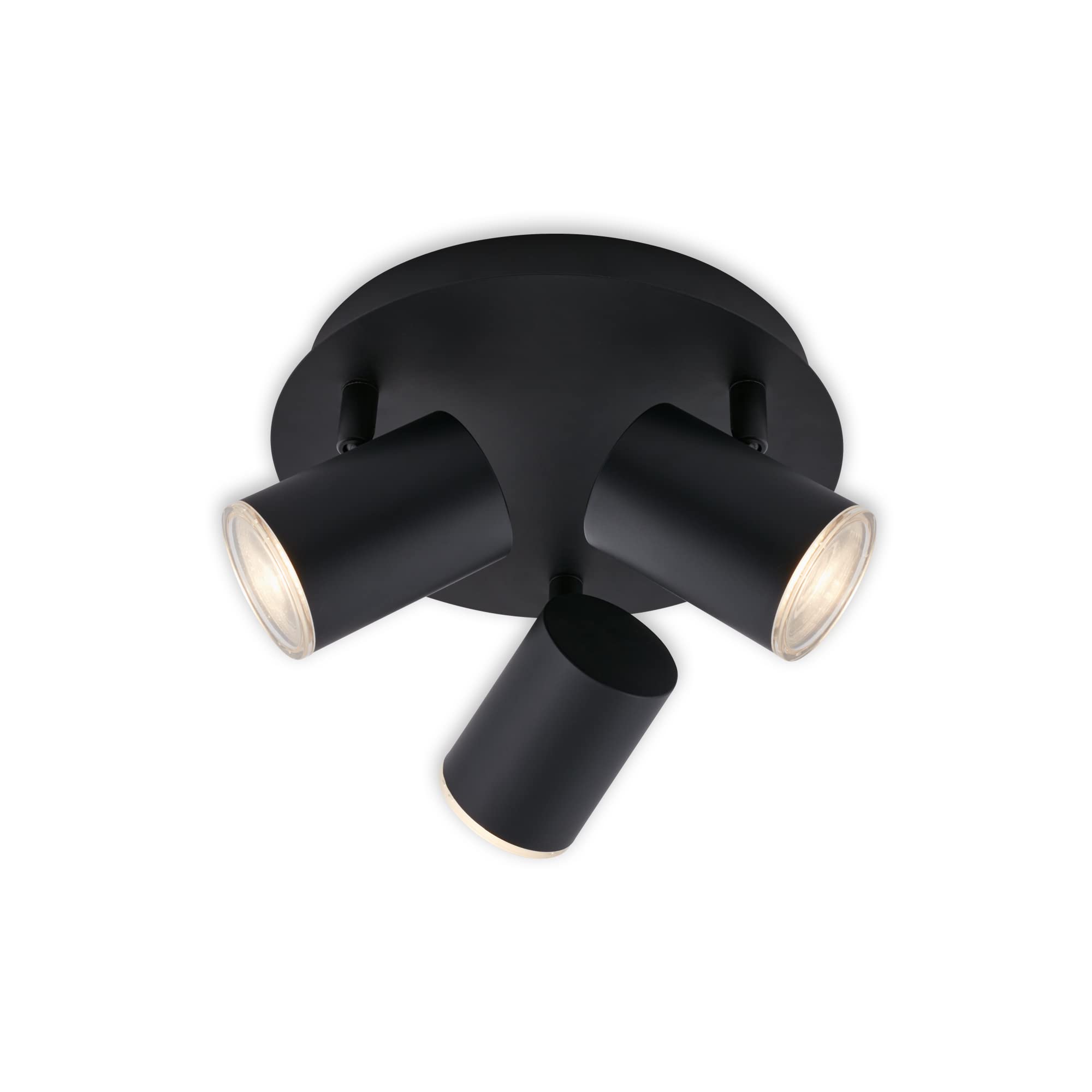 BRILONER Leuchten 2731-035 Ceiling Spotlight, Bathroom Lamp, Ceiling Light, Spotlight Rotatable and Swivelling, 3X LED/GU10, IP44, Black, 210 x 112 mm (DxH)