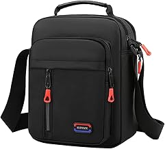 A-QMZL Sacs Bandoulière Homme Petit Sac à Bandoulière Imperméable Canvas Sacoche Sac Porté épaule Sacoche Bandoulière Avec Bande Réfléchissante de Sécurité pour Le Travail Loisirs Vacances (noir1)
