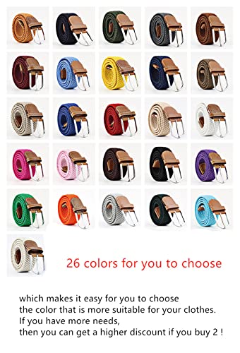 Casual Belt for Men and Women,Stretch Braided Woven Elastic Mens Belts for Pants Jeans,Width 1.3"3