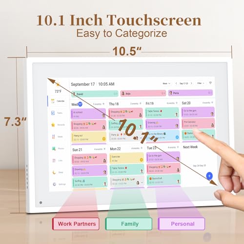 Smart Digital Calendar,10.1"HD Touchscreen Electronic Desk Calendar & Chore Chart, Touchscreen Interactive Display for Family Schedules with Meal Planner & Picture Frame & Lists - Image 3