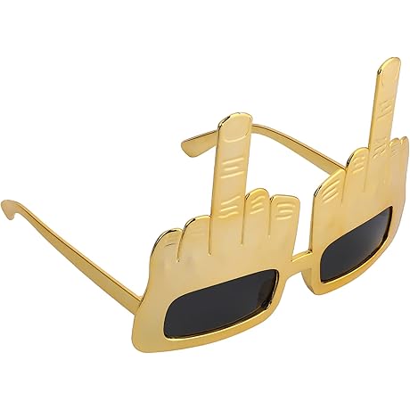 Golden Flip-Off Finger Sunglasses: A Cheeky Statement for Parties and Antics