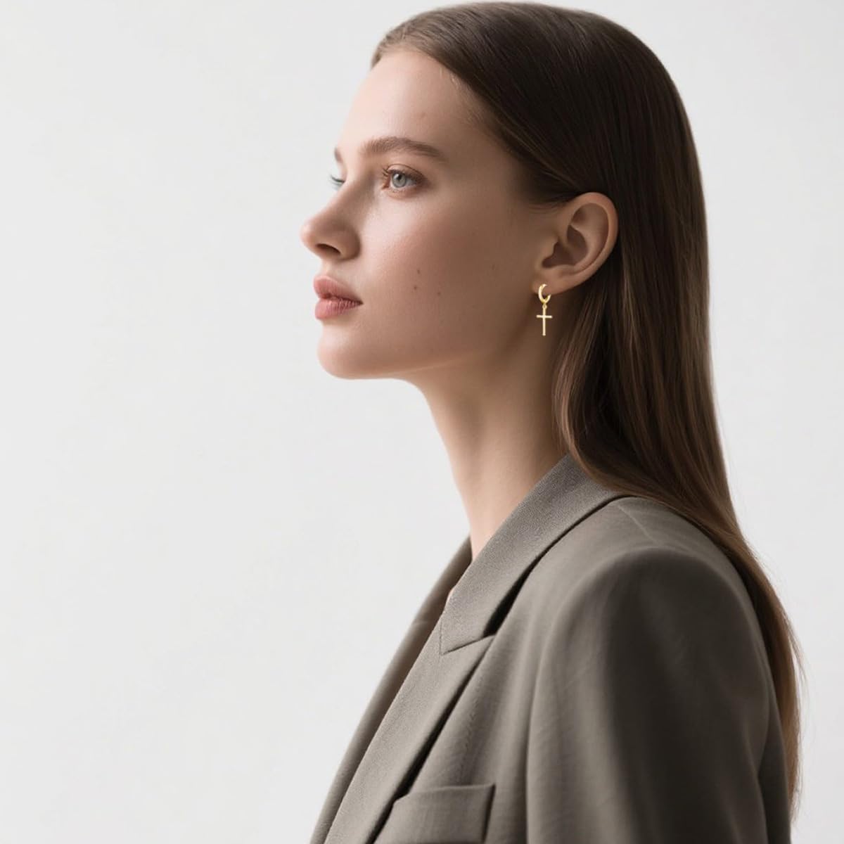 SLUYNZ 925 Sterling Silver Cross Hoop Earrings for Women Teens Cross Huggie Hoop Earrings Dangle - Image 5