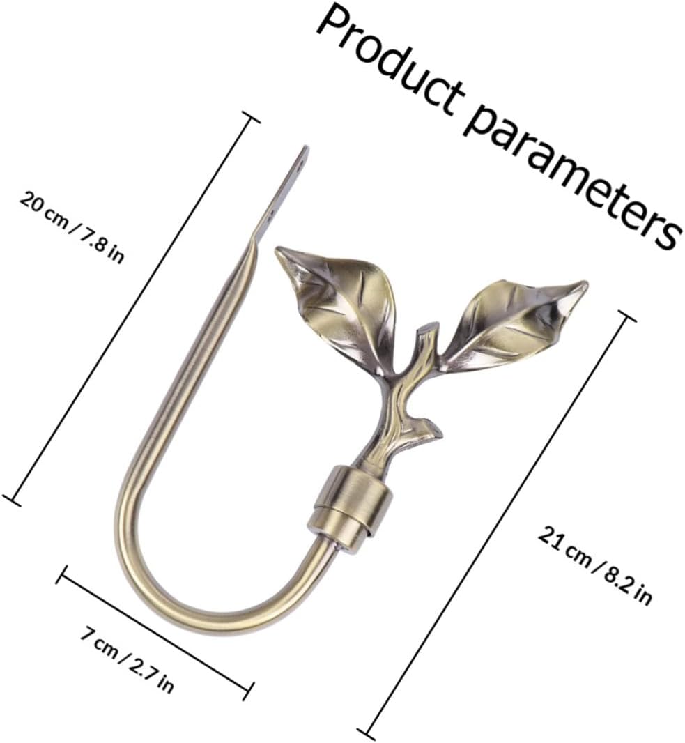 Curtain Tiebacks Hooks Wall Mount Tieback Holdbacks Metal Window Curtain Holders with Decorative Leaf Design for Home Window Treatment