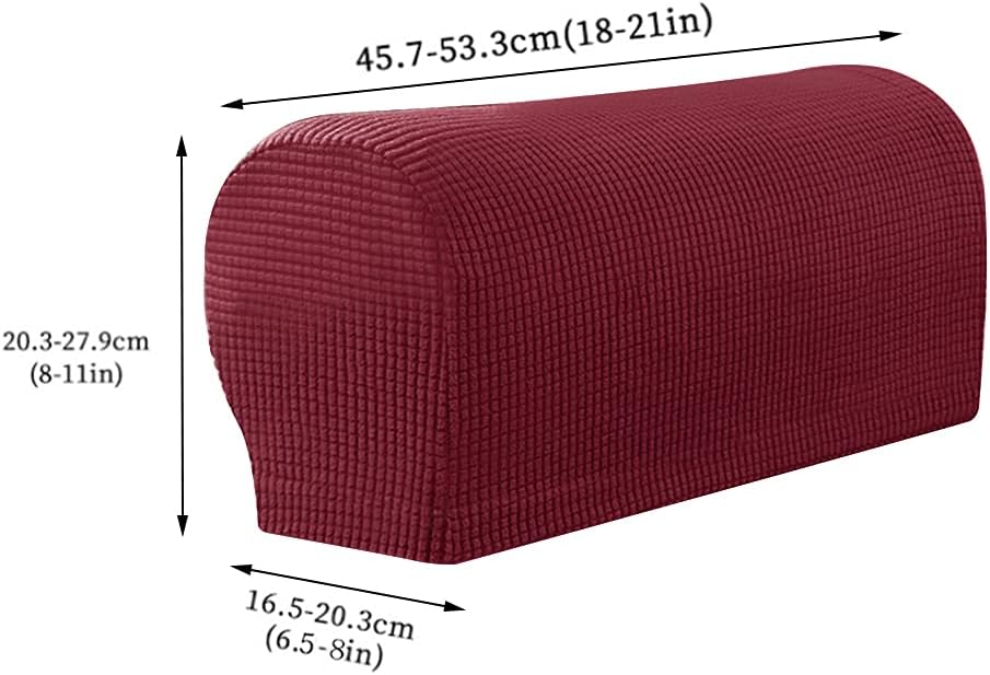 Sofa Armrest Protector Removable Couch Arm Covers, 2pcs Stretch Armrest Co vers for Chairs, Couch, Sofa - Anti-Slip Arm Cover(Color:Wine red)