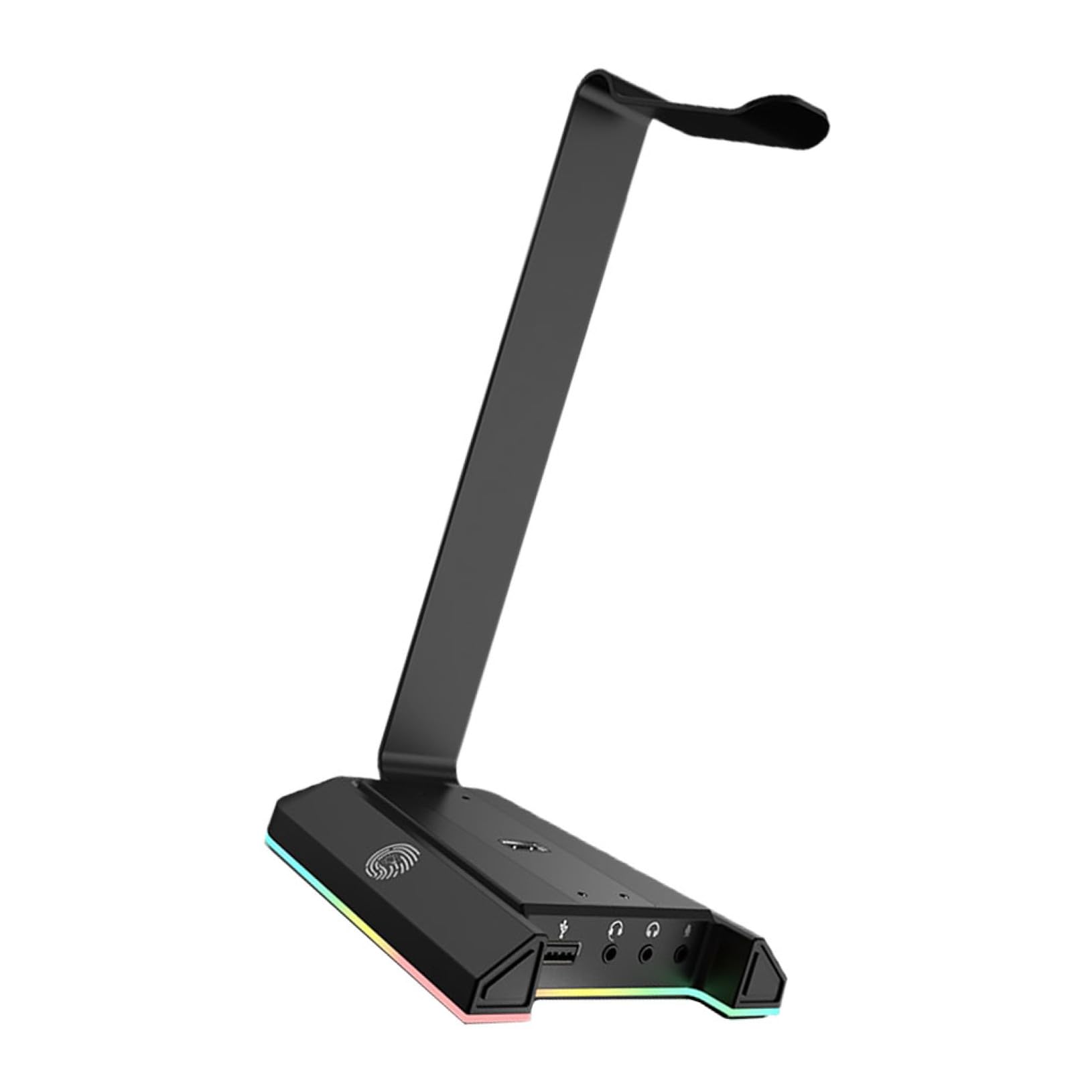 OUNONA Supporto Cuffie Gaming da Scrivania Nero Abs Base Rgb | Interfaccia Usb, Struttura Portatile, per Cuffie e Telefono, Accessorio da Tavolo per Setup Desktop