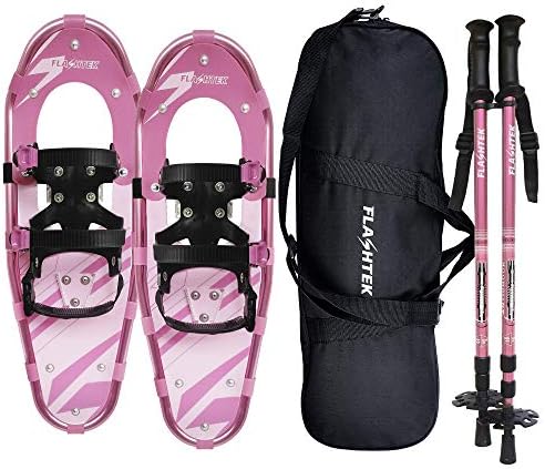 FLASHTEK 21/25/30 Inches Light Weight Snowshoes for Women Men Youth Kids, Aluminum Terrain Snow Shoes. (21", Pink)