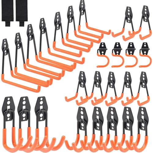 Garage hooks set with steel wall mount storage
