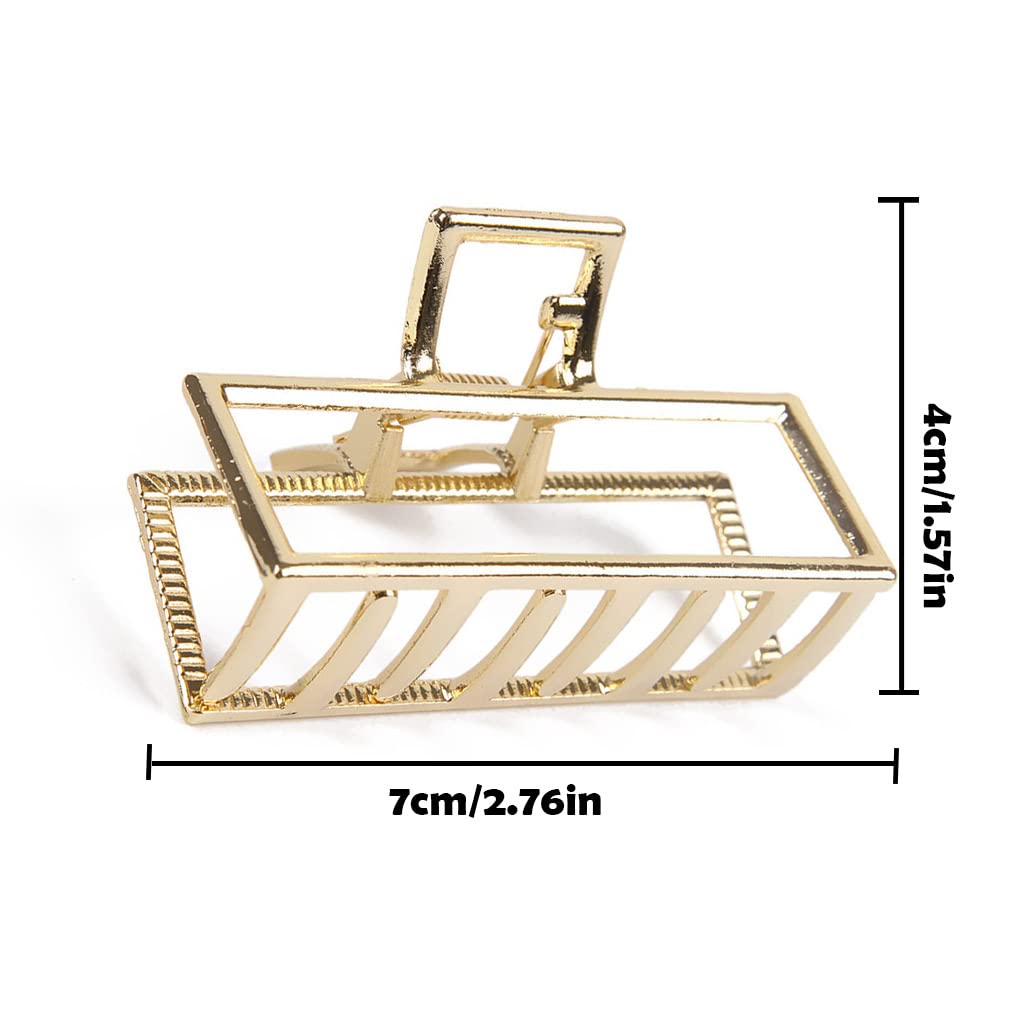 Prosy Hair Claw Gold Hair Clips Non Slip Claw Clips Square Hair Accessories Daily Party Gift for Women and Girls (2PCS) - Image 2