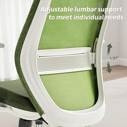 Image of EUREKA ERGONOMIC Mesh Office Chair, Ergonomic Office Desk Chair with Adjustable Headrest, Comfy Home Desk Chair with Adjustable Lumbar Support, High Back Office Chair with Arms and Wheels, Green