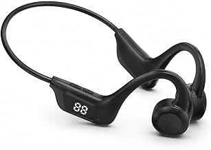 Bone Conduction Headphones, Open-Ear Bluetooth 5.2, IPX5, 10H black | Bluetooth 5.2 Sports Headset, Soft Silicone Ear Loops, Lightweight 27g for Gym, Cycling, Walking, Travel and Commutes