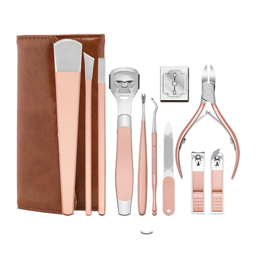 Kit per Pedicure da 17 Pezzi, tagliaunghie per Unghie incarnite, tagliaunghie per cuticole, Pinza per Pedicure, Strumento per Pedicure, Set da 2 Pezzi Rosso (Set da 11 Pezzi)