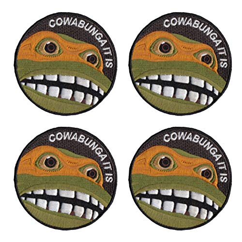 4 PCS Teenage Mutant Ninja Turtles Tactical Hook-Backed Morale Patch, 3Inch