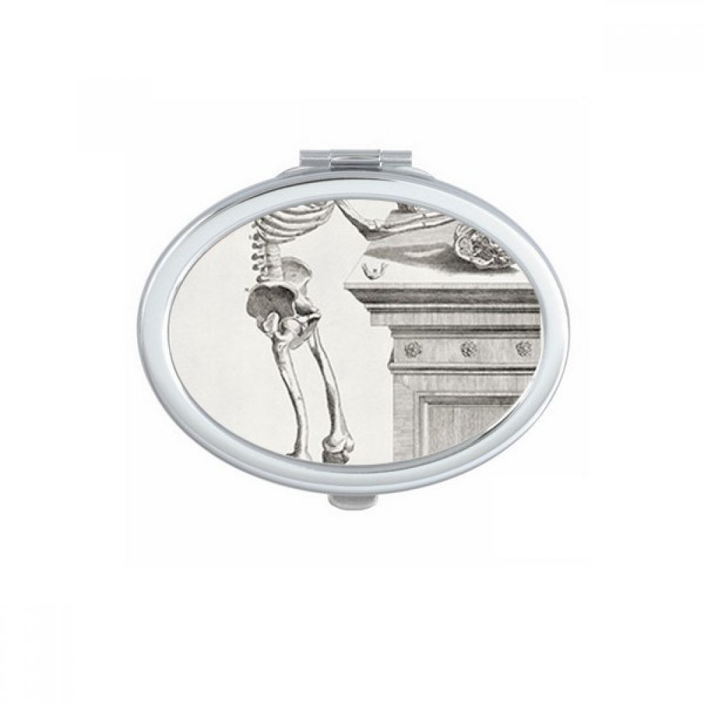 Miroir portable squelette humain ovale petit format pour sac à main