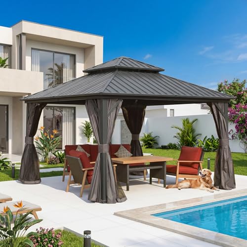 12’ x 12’ Aluminum Gazebo with Curtains and Netting