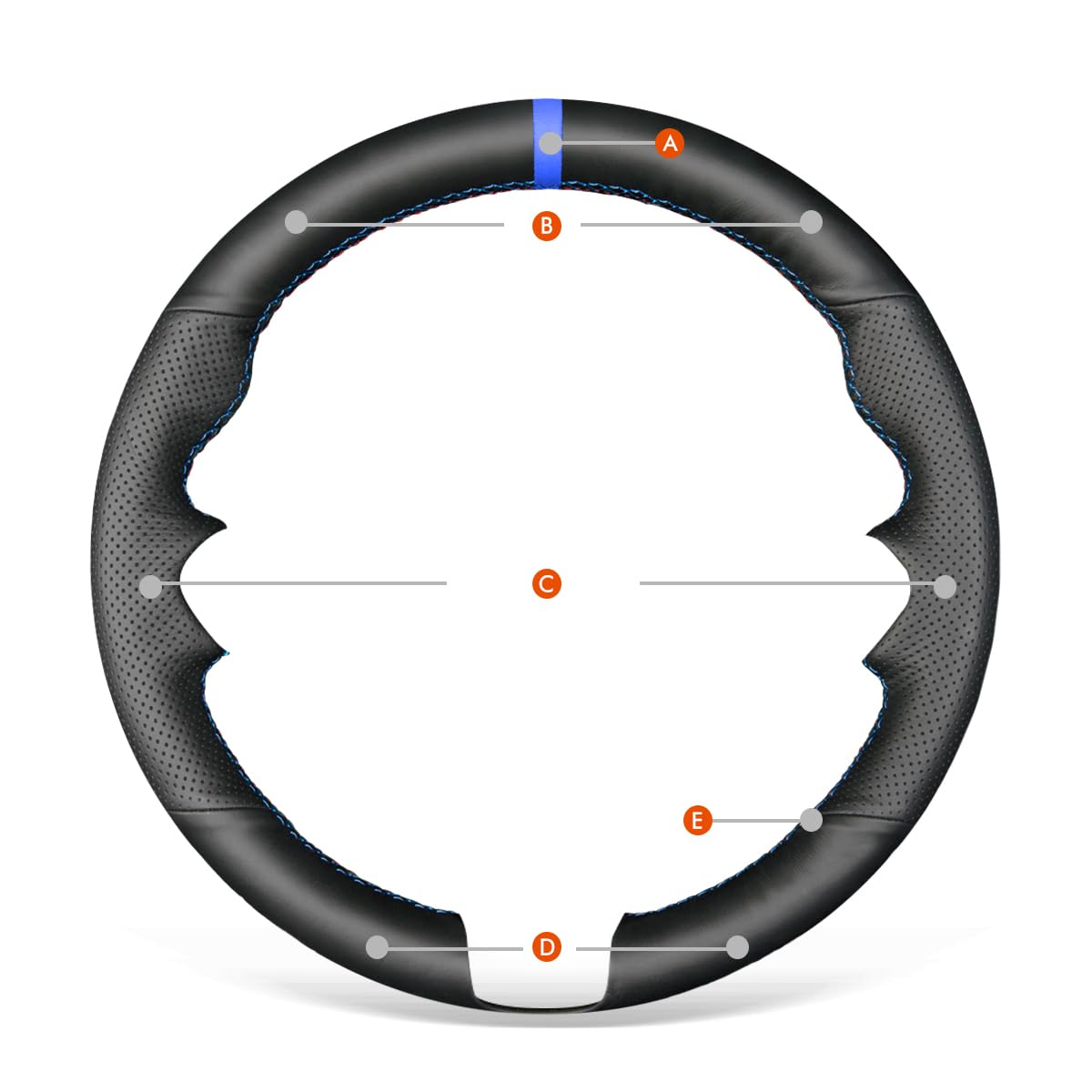 MEWANT Hand Stitch Steering Wheel Cover for Volvo VNL VNR FM FH 2017-2025 Customized Version by Genuine Leather