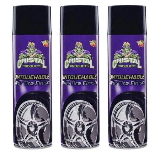 Cristal Products Untouchable Tire Shine Spray Long-Lasting Wet Tire Finish for Deep Gloss & Protection Waterproof Tire Shine Easy Application Premium Tire Cleaner Shine 8oz (3PK)