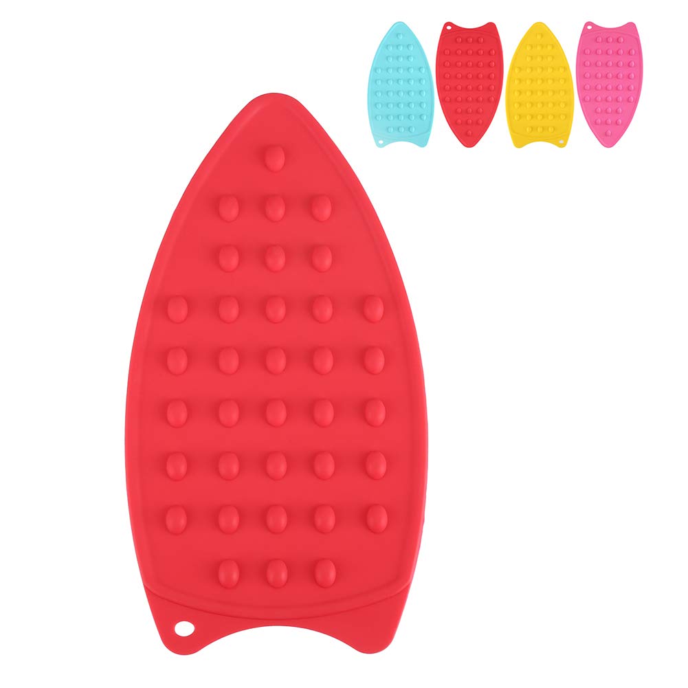 Haofy Red Silicone Ironing Mat, Multipurpose Silicone Iron Rest Pad For Ironing Board, Hot Safety Rest Pad - Anti-Slip Heat Resistant (Red)