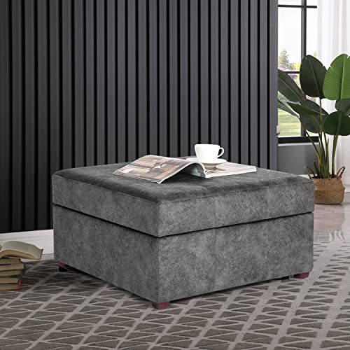 Homebeez KX0040-3 Fabric Button Tufted Storage Ottoman Bench, Square Coffee Table Footstool Footrest thumb #1