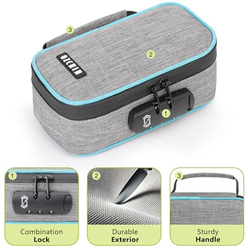 Image of OZCHIN Smell Proof Bag with Combination Lock File Organizer Case Container Medicine Lock Box Odorless Storage Bag Great Gift for Friend (grey, S)