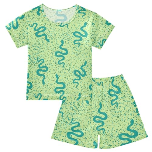 Pajama Sets Short Sleeve Snake Pattern Soft Cotton Summer Sleepwear 2 Piece PJS Size 5-14T