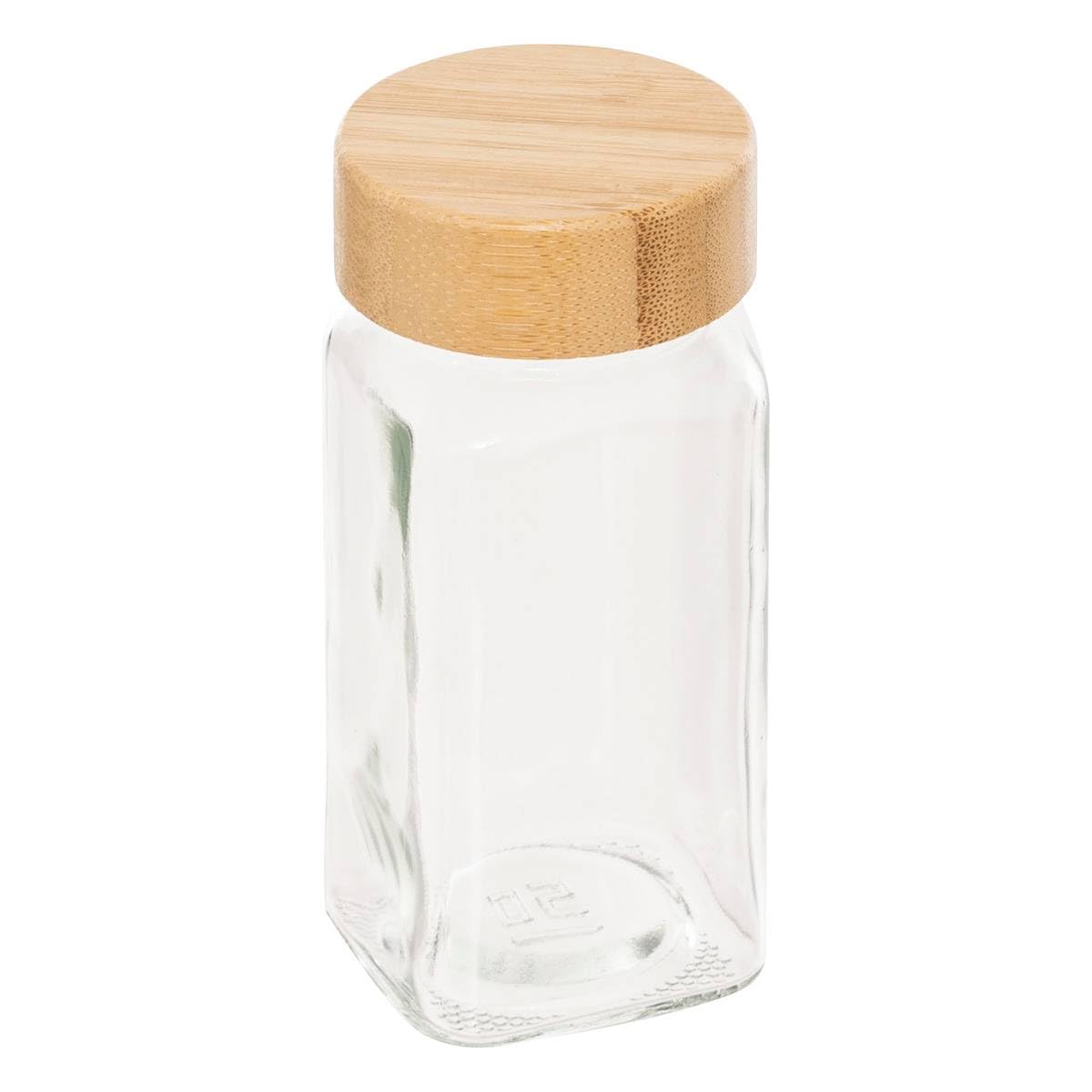5Five - Lot de Pot à Épices Transparent en Verre et Bambou - Organisateur d’épices