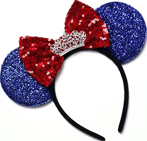 Snow White Tiara Minnie Ears, Snow White Ears,Blue Yellow Minnie Ears, Princess Mickey Ears, Blue Minnie Mouse Ears
