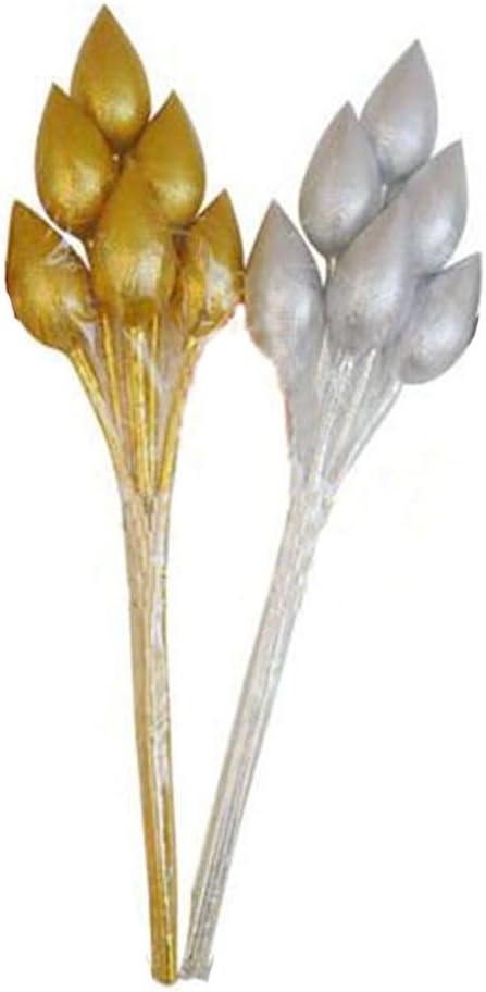 Thai Artificial Gold,Silver Lotus Bunch, Artificial Flowers, Marigold Flower, Gold Flowers, Silver Flowers, Artificial Lotus (6 stem per 1 case)