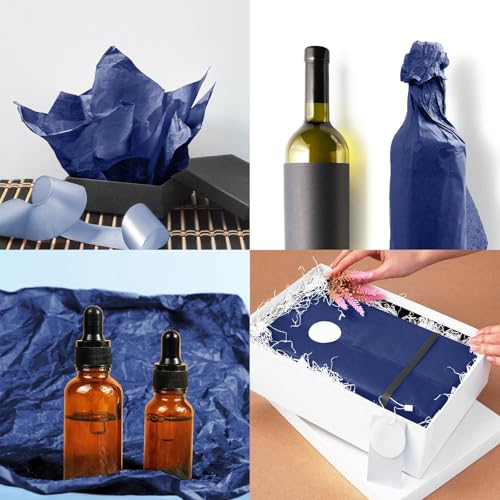 Image of 120 Sheets 20 inchX14 inch Tissue Paper for Gift Bags Wrapping, Navy Blue Art Tissue Paper Bulk for Weddings Birthday Party Crafts Decoration