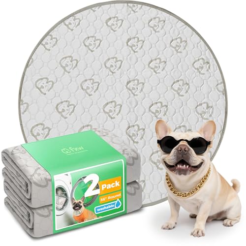 Image of FXW Washable Pee Pads for Dogs, Leak-Proof & Non-Slip, Specifically Designed for Whelping Box, 36 inch Round, Khaki, 2 Packs