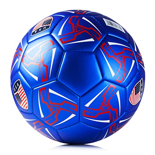 Western Star Soccer Ball American Usa Size 4 - Official Match Weight - 2 Colors - Youth & Adult Soccer Players - Long-Lasting Construction & Attractive Soccer Balls (Usa Blue, Size 4) #TOP1