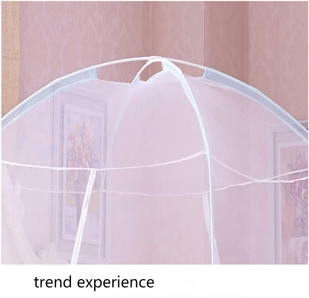 Foldable Pop Up Mosquito Net for Bed, Double & Single Canopy Screen, Dormitory Use, Pink, 100x195x135cm - Effective Bug Protection, Easy Setup