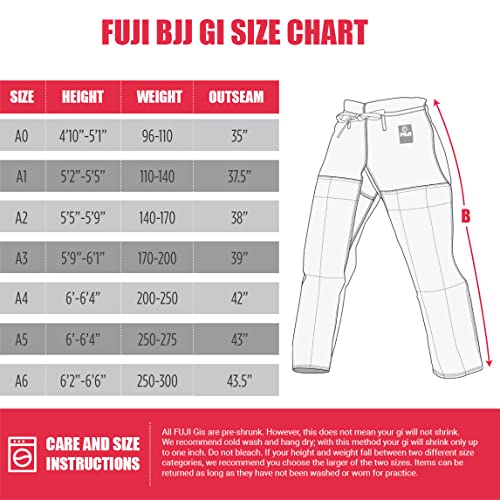 FUJI Calça Gi Adulto BJJ, A0, Preta
