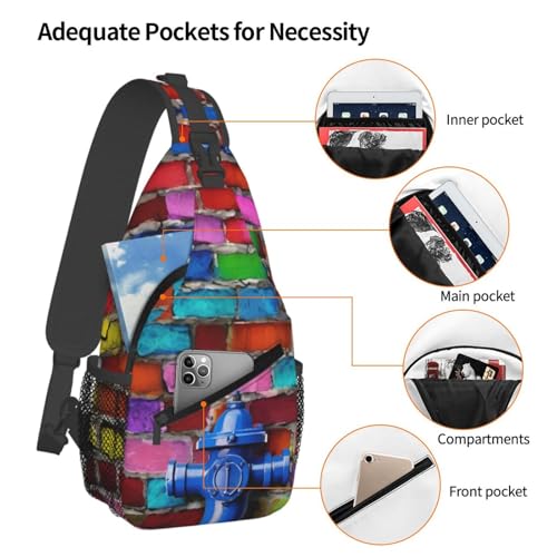 Bolso tipo Sling con estampado ladrillos para mujeres y hombres miniatura 4