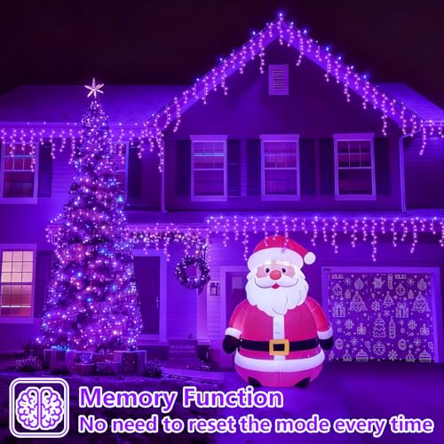 YEGUO 66ft 800 LED Purple Icicle Christmas Lights Outdoor Waterproof, 160 Drops Icicle Light Connectable, 8 Modes Christmas Lights with Memory Timer by YEGUO - Image 3