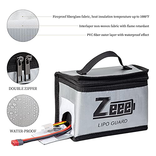 Zeee Lipo Bag Fireproof Battery Safe Bag Explosionproof Bag Lipo Battery Storage Guard Safe Pouch for Charge and Storage (2 Pack) by Zeee - Image 4