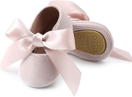 Miniatura 3 de Mary Jane - Zapatos de princesa para bebé, zapatos planos para niñas que ya caminan con suela de goma antideslizante y moño
