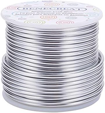 BENECREAT 30 m Anodised Aluminium Wire, Crafts, Edged Aluminium Craft Wire, Floral Coloured (2 mm-Silver)