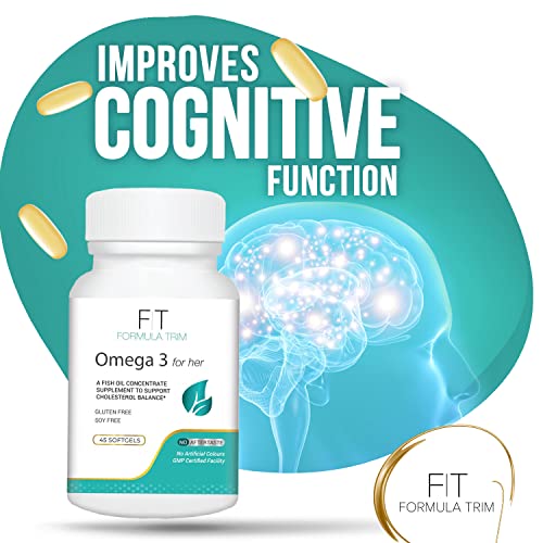 Formula Trim Omega 3 For Woman | 1000 Mg Omega 3 + 300 Mg Epa, 200 Mg Dha, & 3.4Mg Vitamin E – Softgel | Promotes Healthy Skin, Brain, & Immune System | Gluten & Soy Free | 45 Serving #TOP2