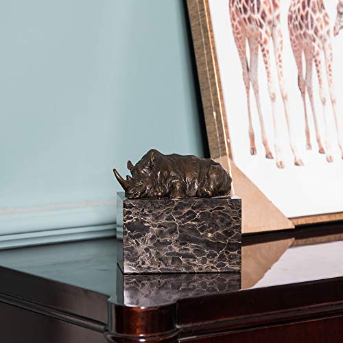 Toperkin Tpal-272 Rhinoceros Statue African Rhino Collectible Figurine, 5 Inch, Bronze #TOP4