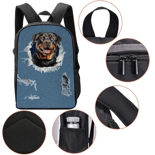 Dog Backpack - Saint Bernard Dog with Ripped Denim Pattern Decor Casual Backpack for Travel, School & Daily Use | Lightweight Durable Design with Laptop Compartment (17")4