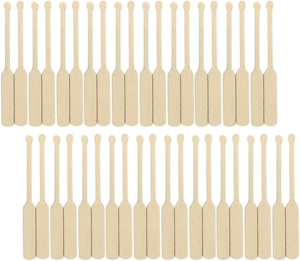 Toyvian Kids Toys Mini Wooden Paddle Miniature Wooden Boat Canoe Paddles Miniature Blue Row Boat Little Boat Canoe Model Landscape Resin Figurine Ornament 24 Pairs Ocean Decor Mini Toys