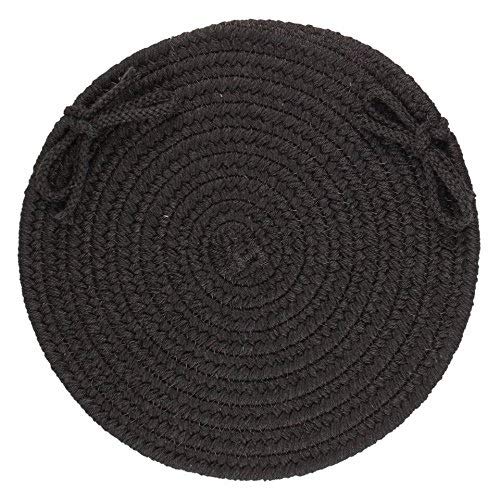 Luxury Black Braided Chair Pads Set Of 4 With Ties Simple Circle Chair Cushions Pads Round Shaped Patios Dining Room Seat Pad Reversible Country Rustic Farmhouse Table Decor Soft Quality Wool, 15"X15" #TOP13