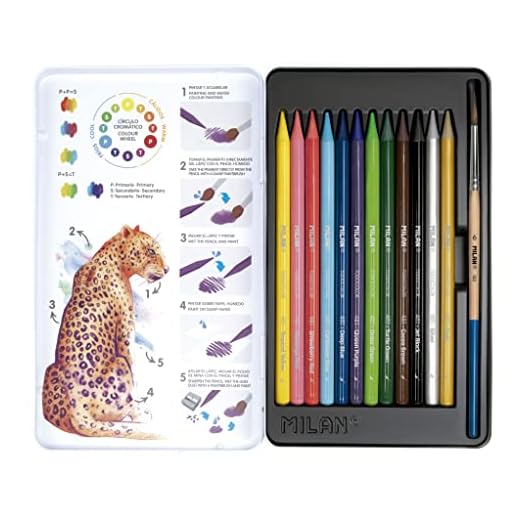 MILAN Caja metálica 12 lápices de colores acuarelables + 1 pincel, 07468112C