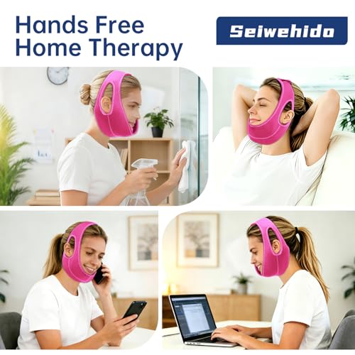 Image of Wisdom Teeth Ice Pack Head Wrap Jaw Face Ice Pack with 4 Gel Packs for Wisdom Teeth Removal Extraction Toothache Pain Relief Facial Oral Surgery TMJ Tonsillectomy Recovery (with Ear Hole-Rose Pink)