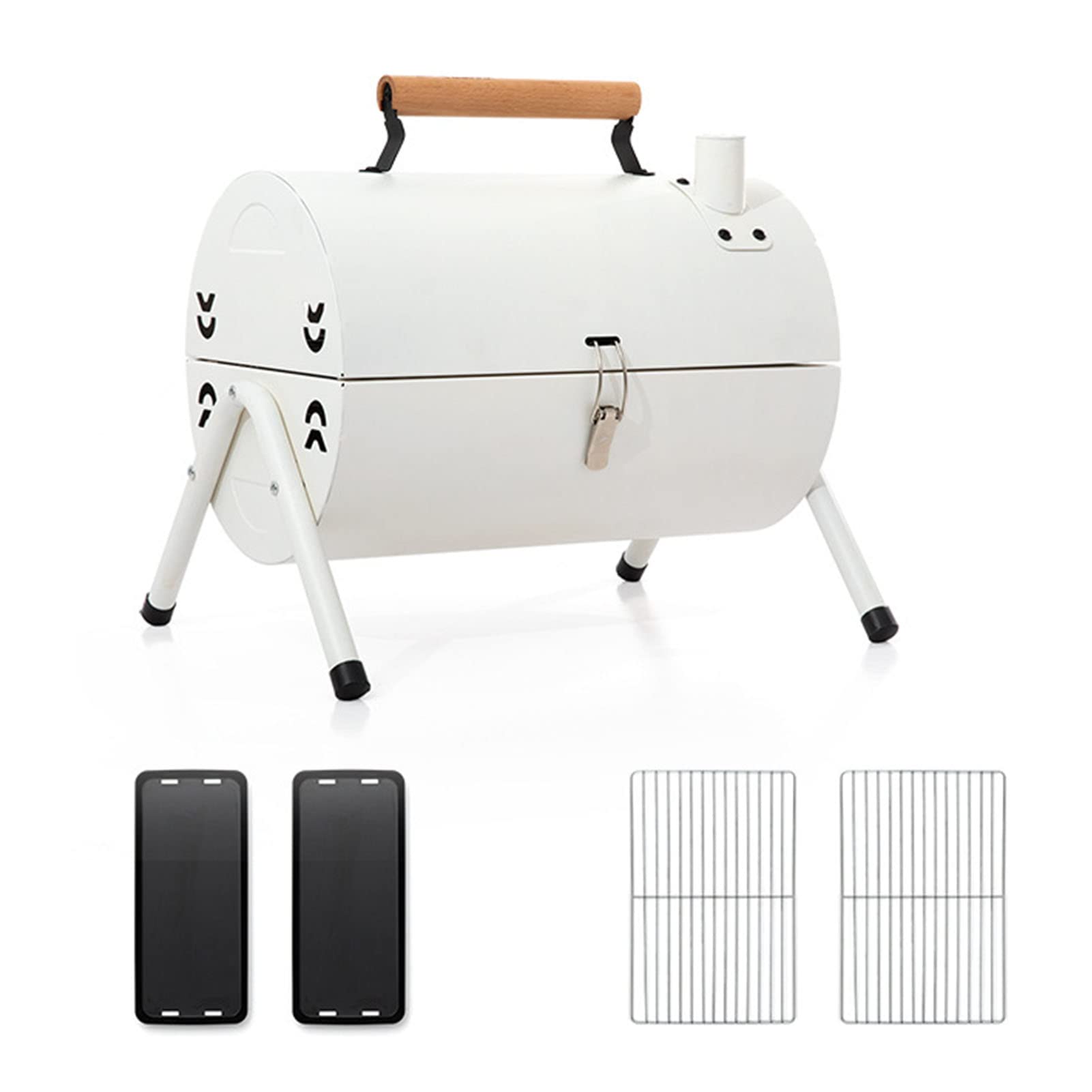 Yinhing Grill Węglowy Przenośny Dwustronny Metalowy Grill Węglowy na Pikniki Kempingowe Imprezy na świeżym Powietrzu Łatwy w Użyciu i Oszczędzający Miejsce Projekt z Białym Wykończeniem (WHITE)