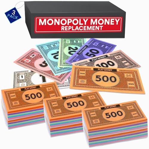 Play Money Compatible for Monoply Money 60 Each Bill Denomination, Mixed Colors: $1, $5, $10, $20, $50, $100, and $500 (3 Set)